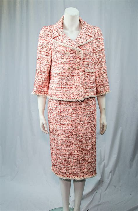 chanel red tweed set|chanel tweed suit pink.